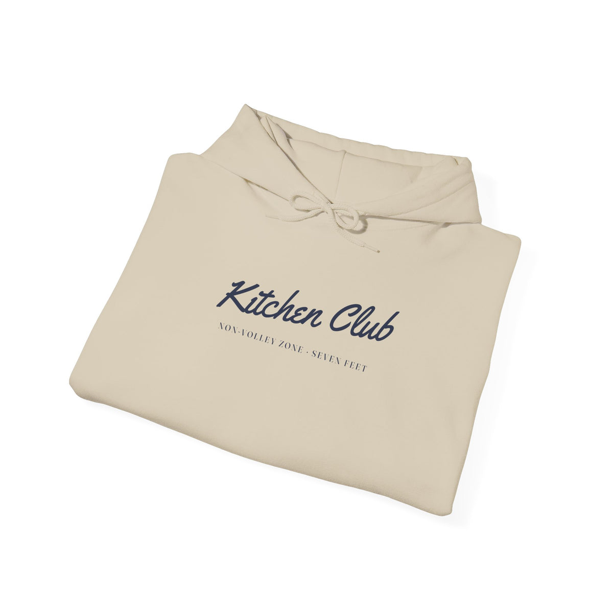 Kitchen Club Script Hoodie in Sand, folded