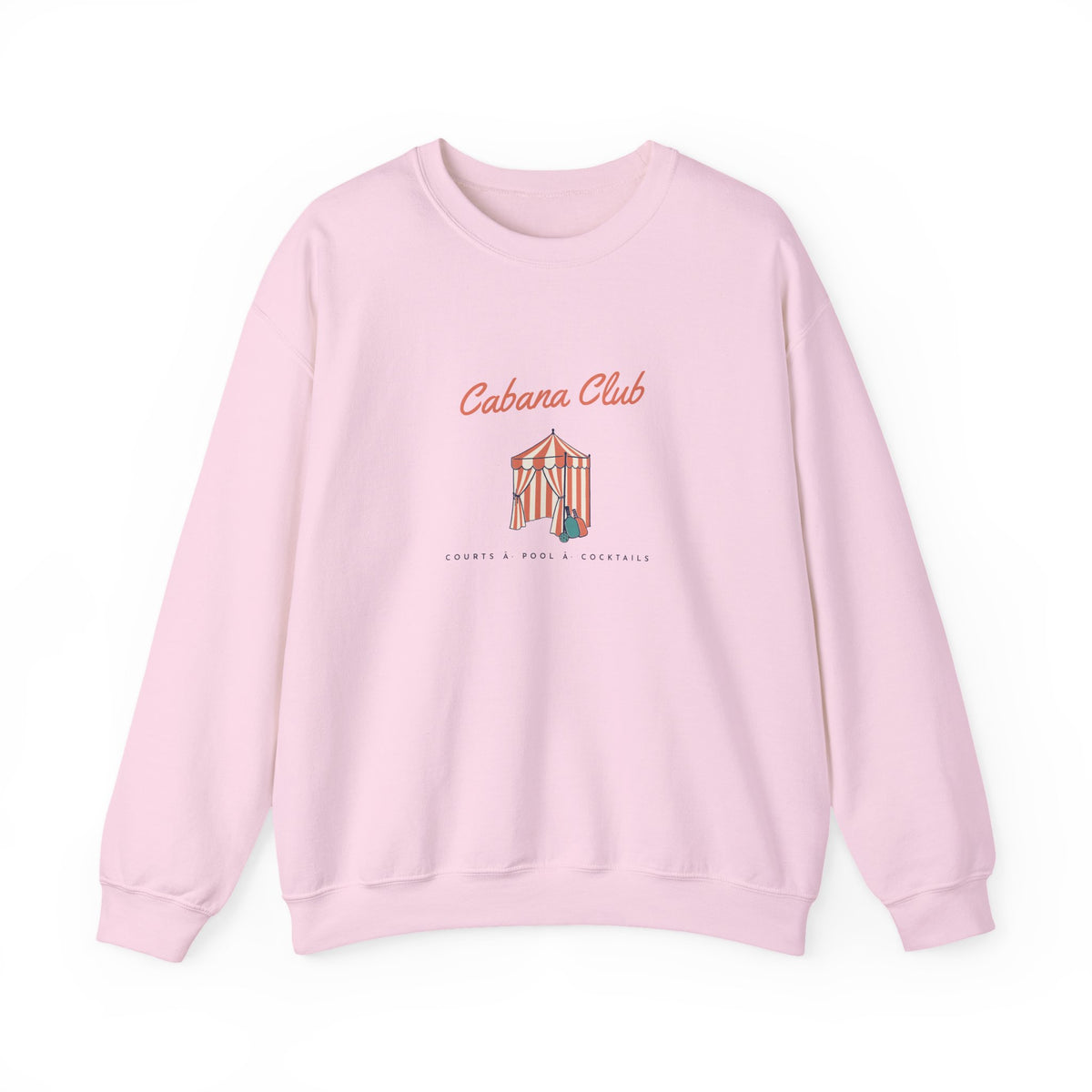 Cabana Club Crewneck in Light Pink, front view