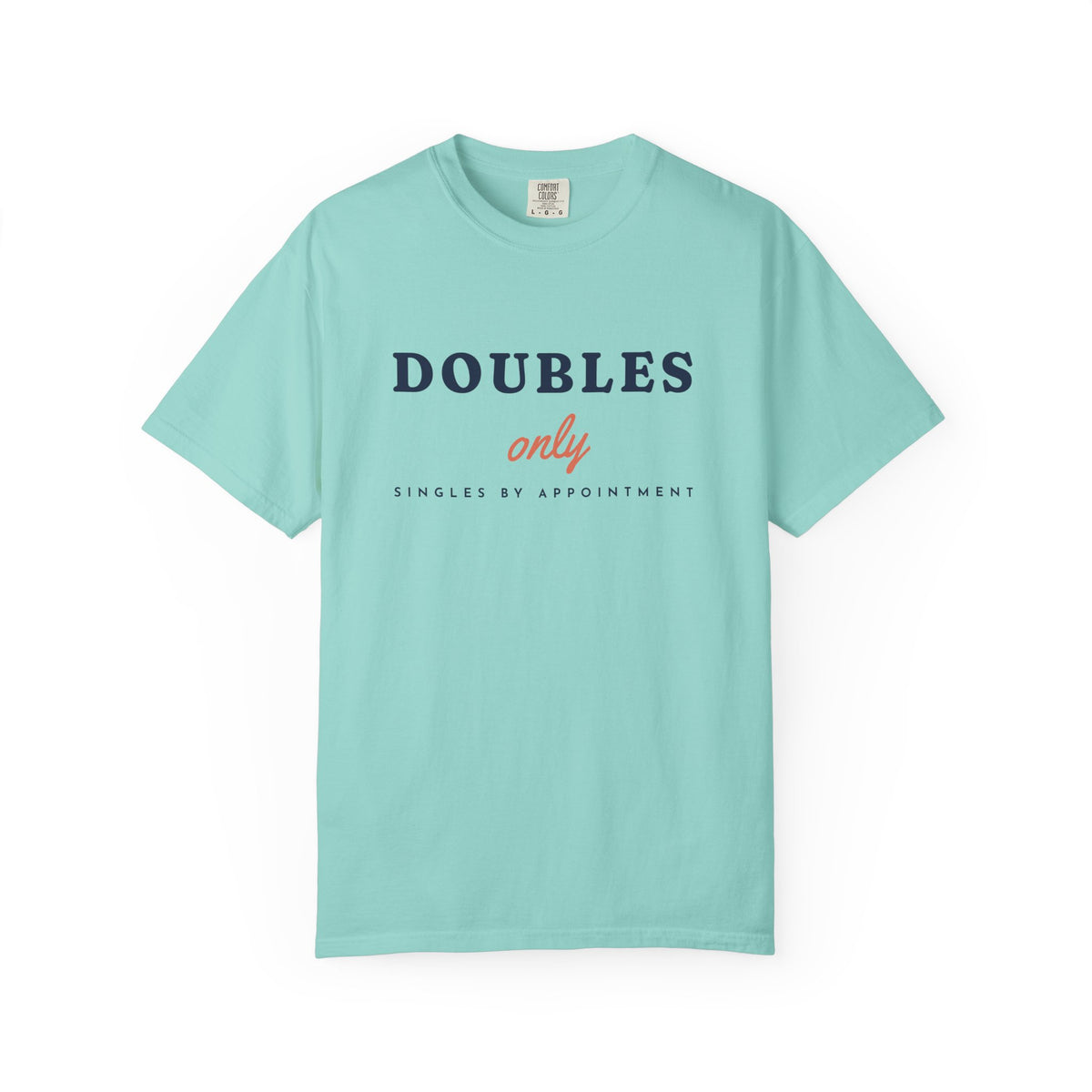 Doubles Only Tee in Chalky Mint, front view
