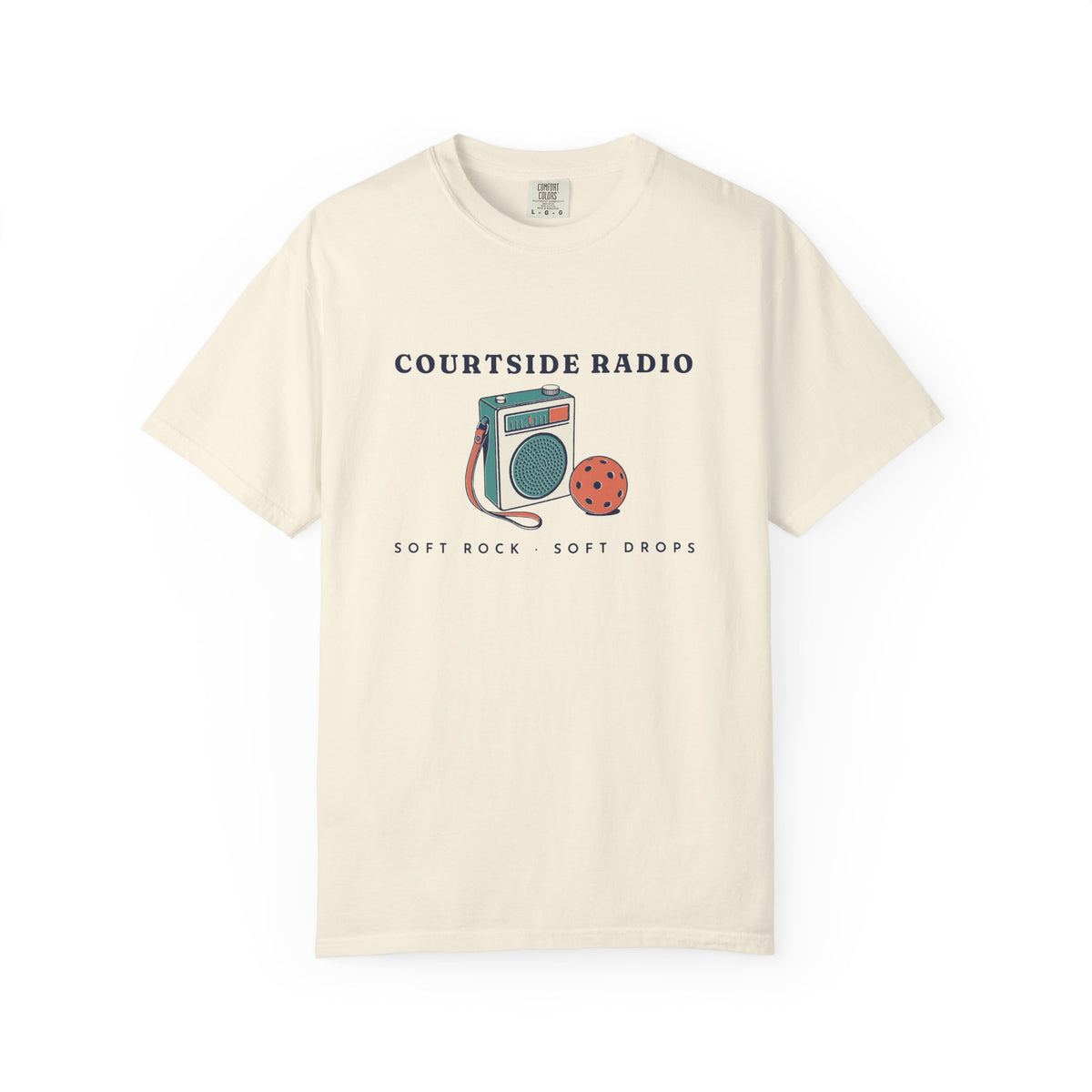Courtside Radio Tee in Ivory, front view