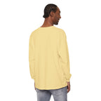 City Golf Long Sleeve Tee in Butter, on model, back view