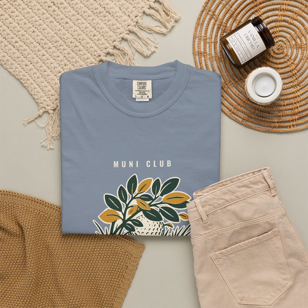 Lost Ball Tee in Blue Jean, flat lay