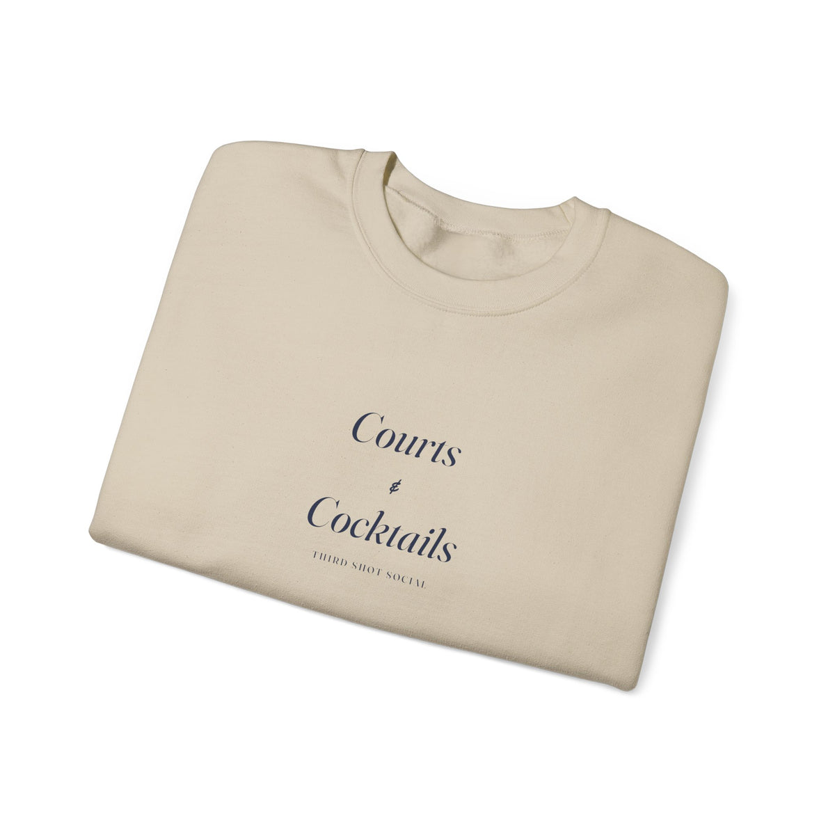 Courts & Cocktails Italic Crewneck in Sand, folded
