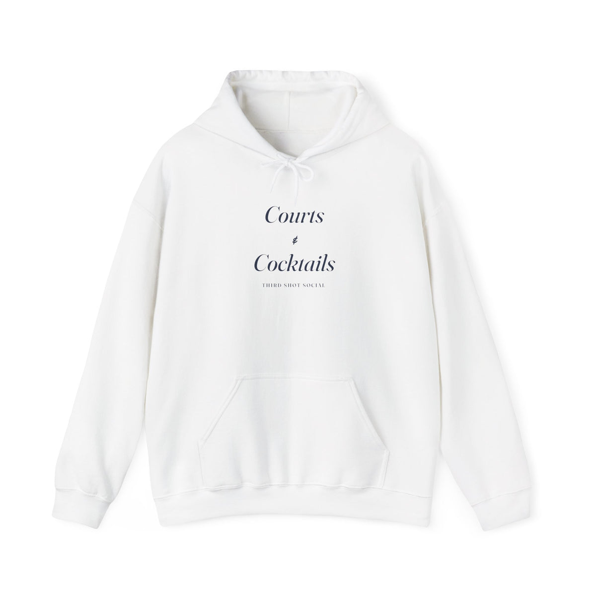 Courts & Cocktails Italic Hoodie in White, front view