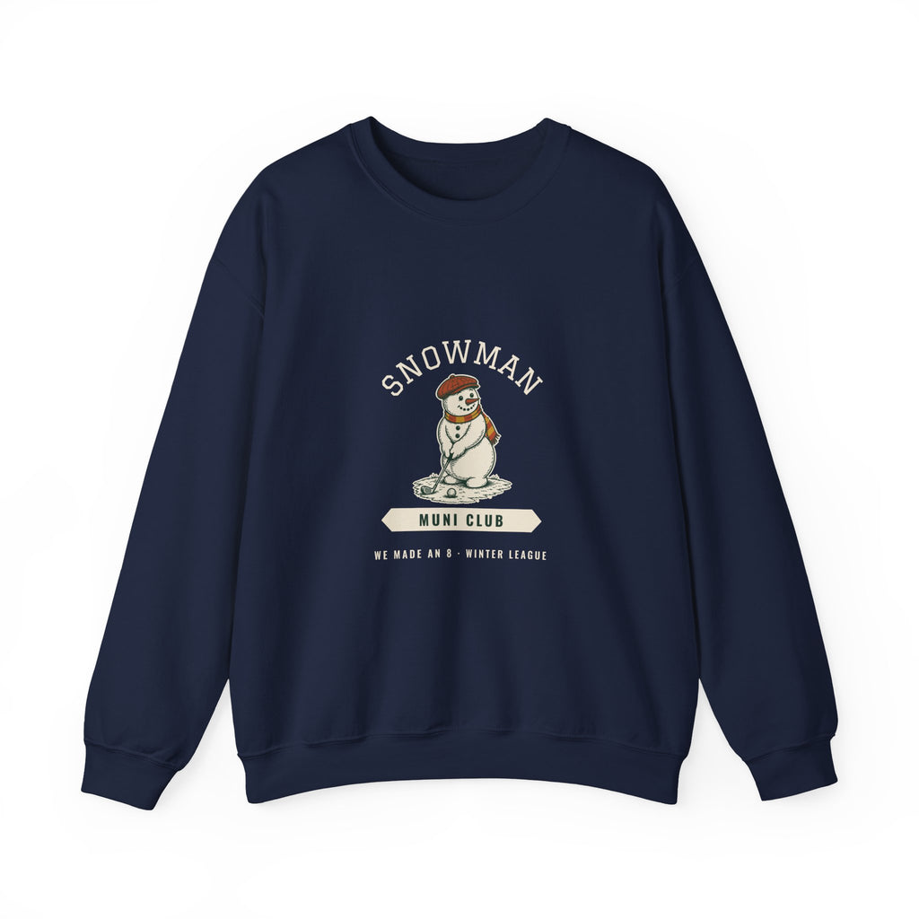 Snowman Crewneck in Navy, front view