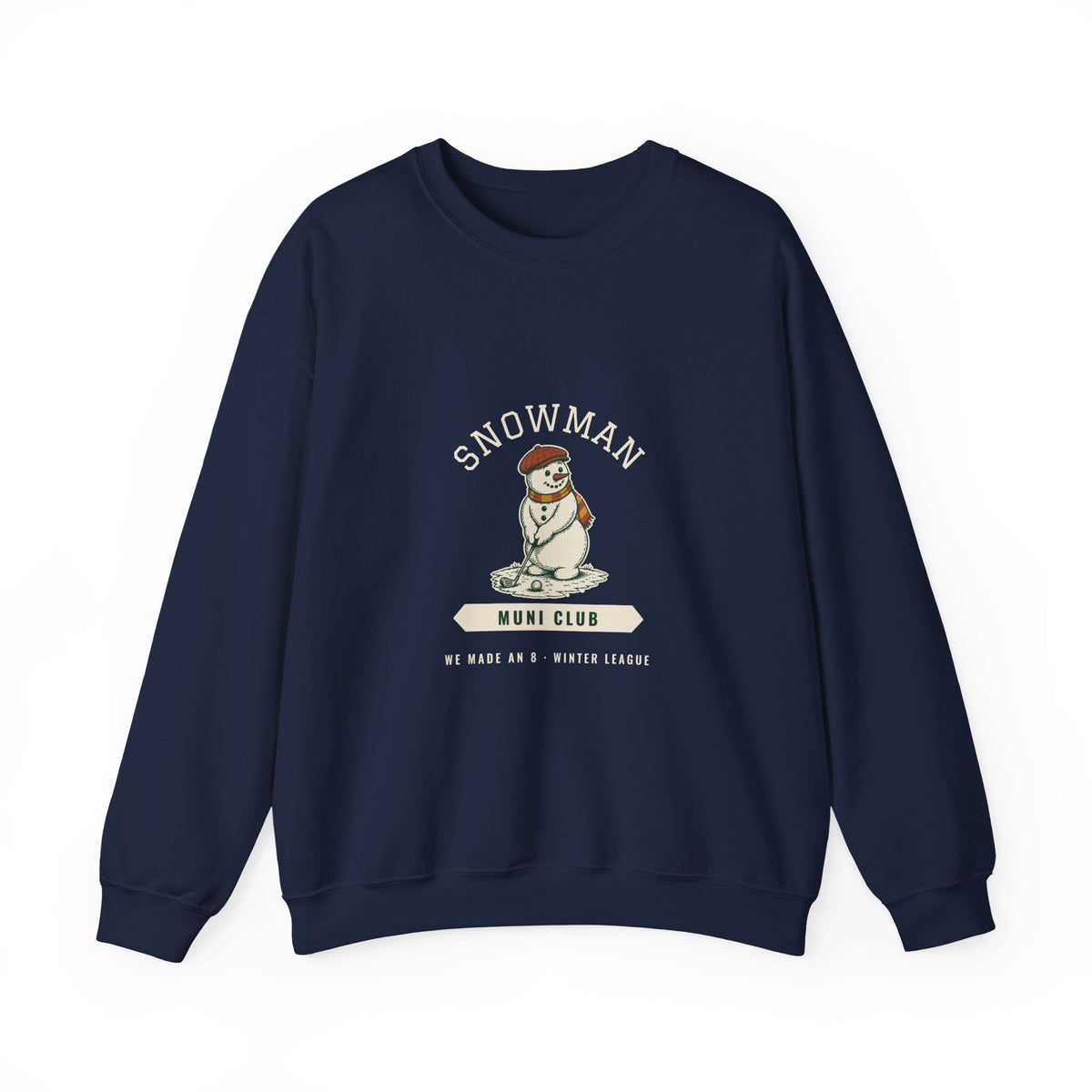 Snowman Crewneck in Navy, front view
