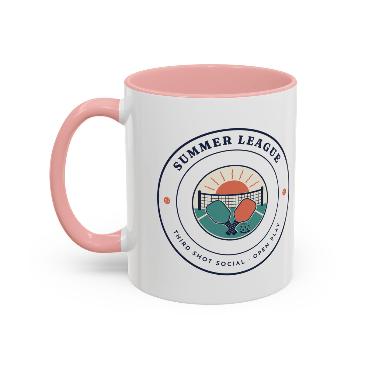 Summer League Mug in Pink, design, handle left