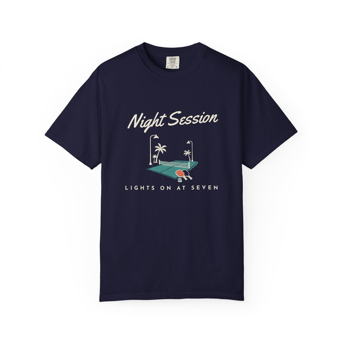 Night Session Tee in True Navy, front view