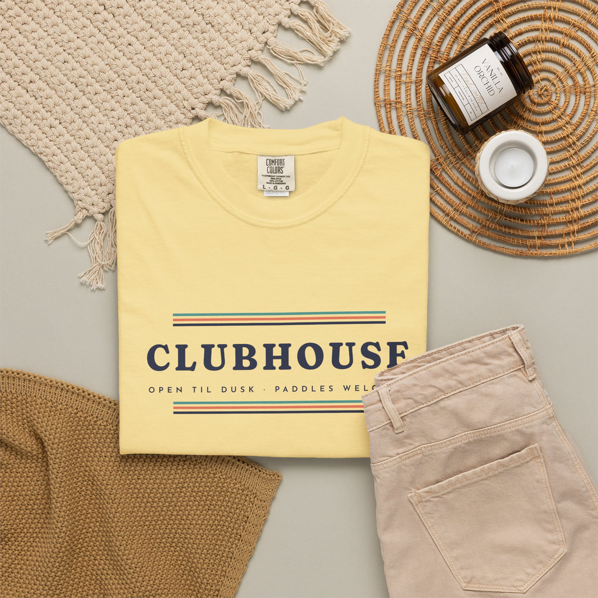 Clubhouse Tee in Butter, flat lay
