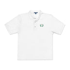 Laurel Flag Polo in White, front view