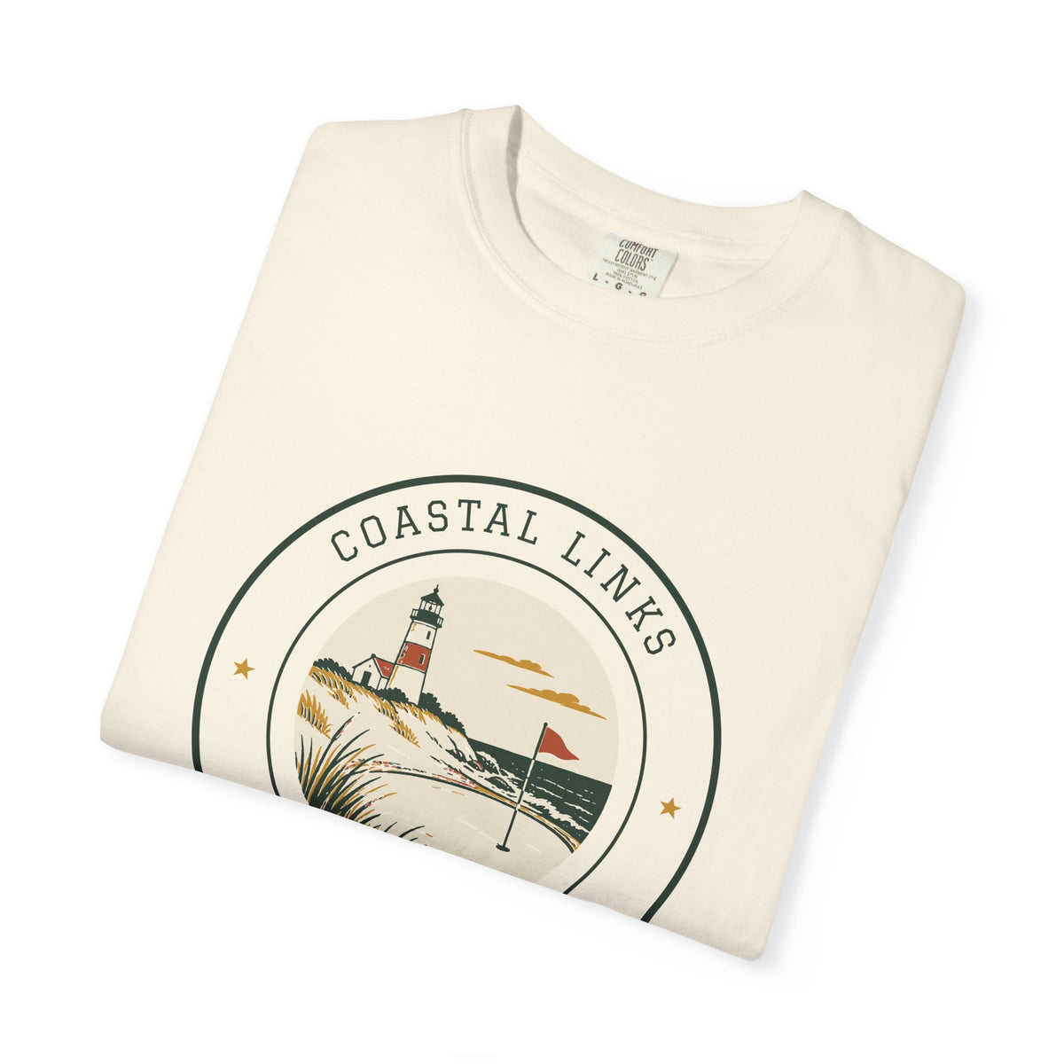Coastal Links Tee in Ivory, folded