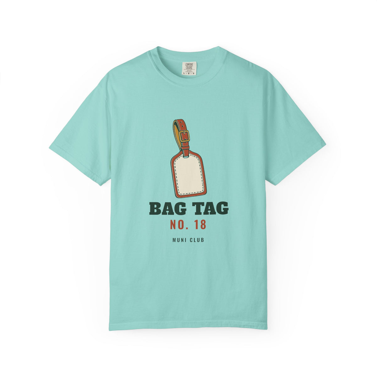 Bag Tag No. 18 Tee in Chalky Mint, front view