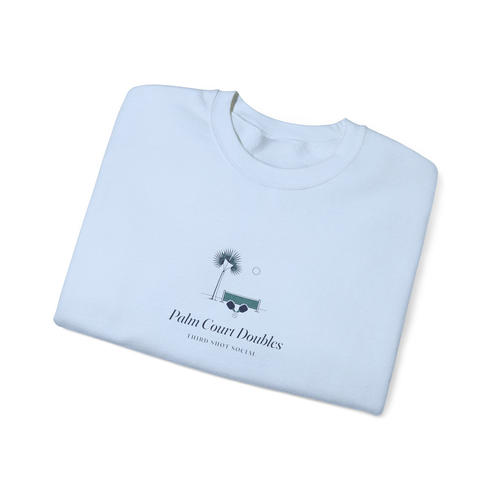 Palm Court Crewneck in Light Blue, folded