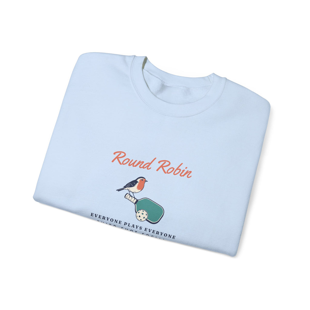 Round Robin Crewneck in Light Blue, folded
