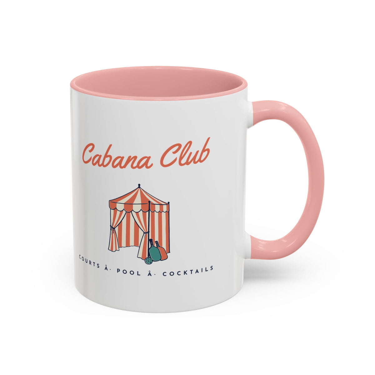 Cabana Club Mug in Pink, design, handle right