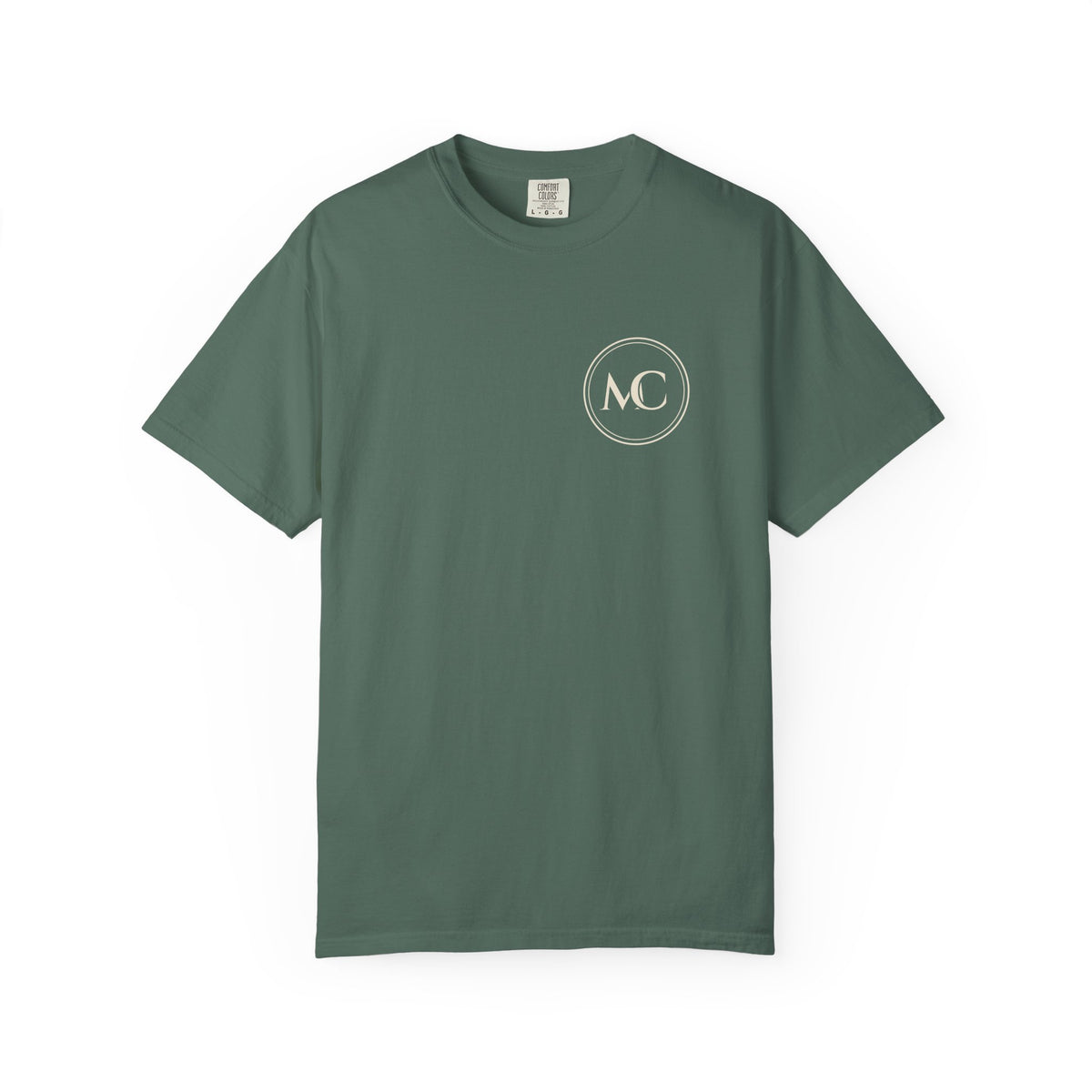 MC Chest Monogram Tee in Blue Spruce, front view