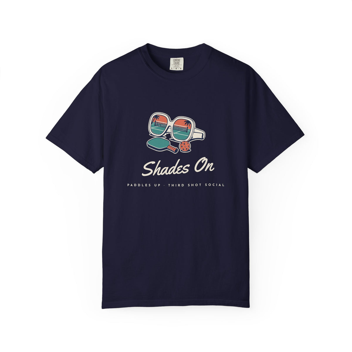 Shades On Tee in True Navy, front view