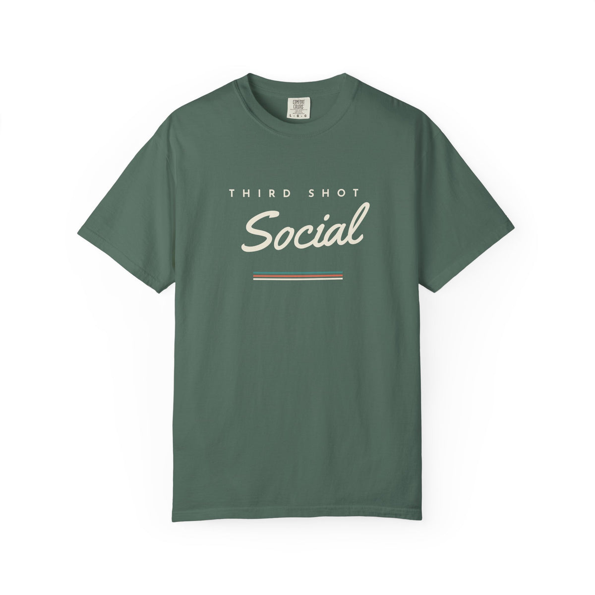 Social Tee in Blue Spruce, front view