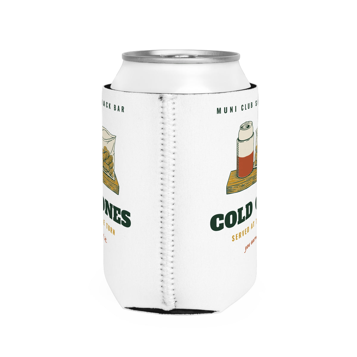 Cold Ones Can Cooler in White, right side view