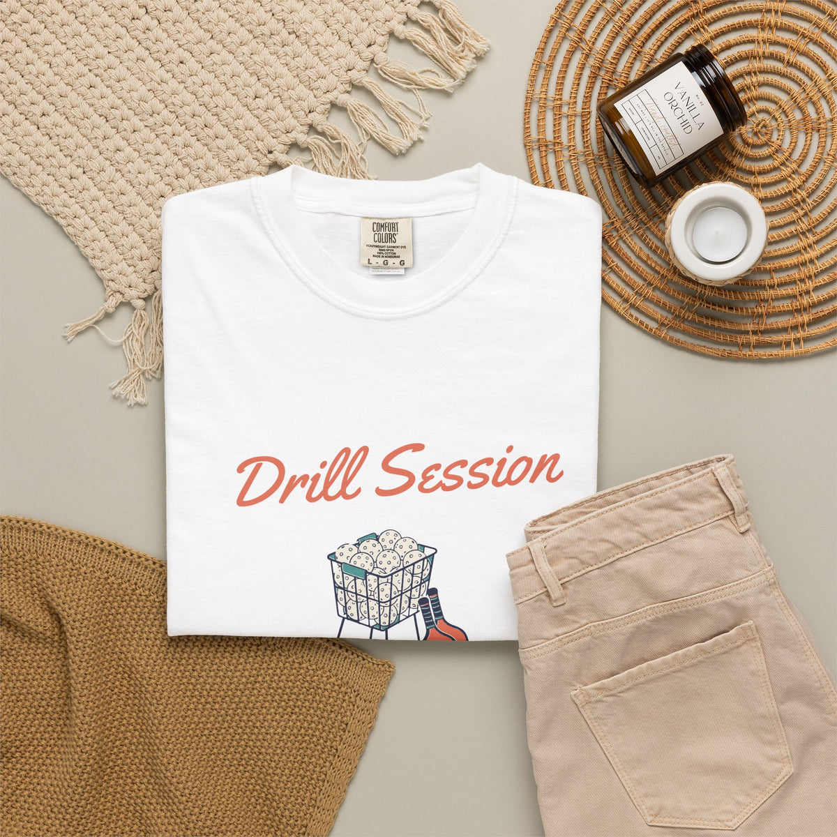 Drill Session Tee in White, flat lay