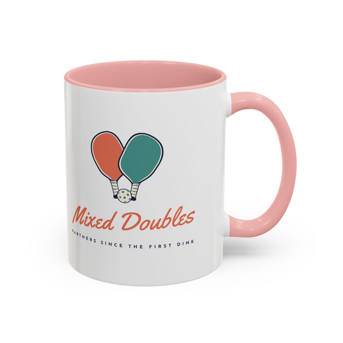 Mixed Doubles Mug in Pink, design, handle right