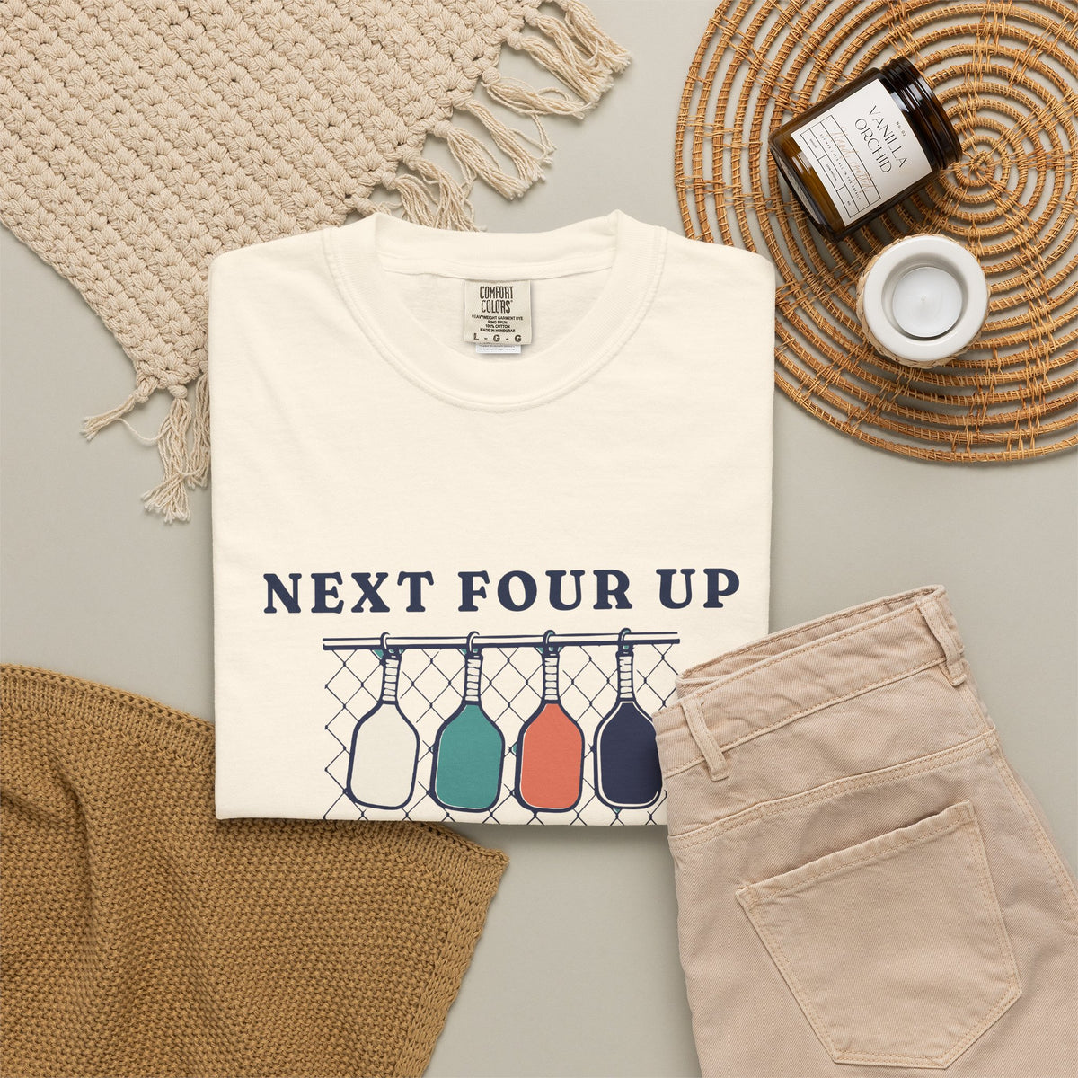 Next Four Up Tee in Ivory, flat lay