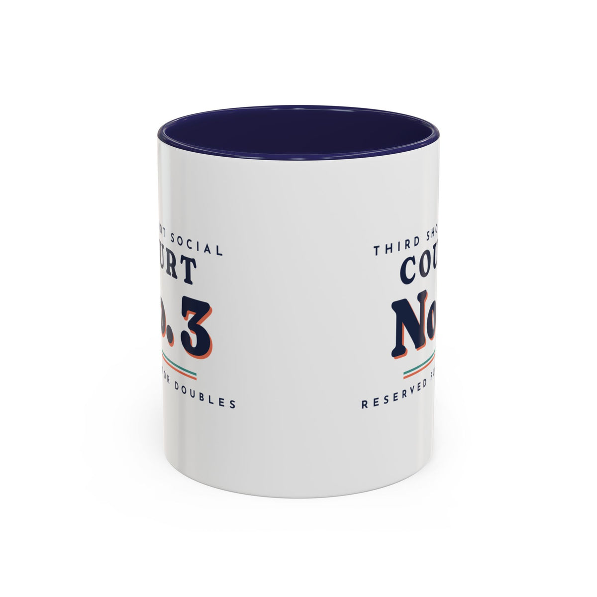Court No. 3 Mug in Navy, corner view