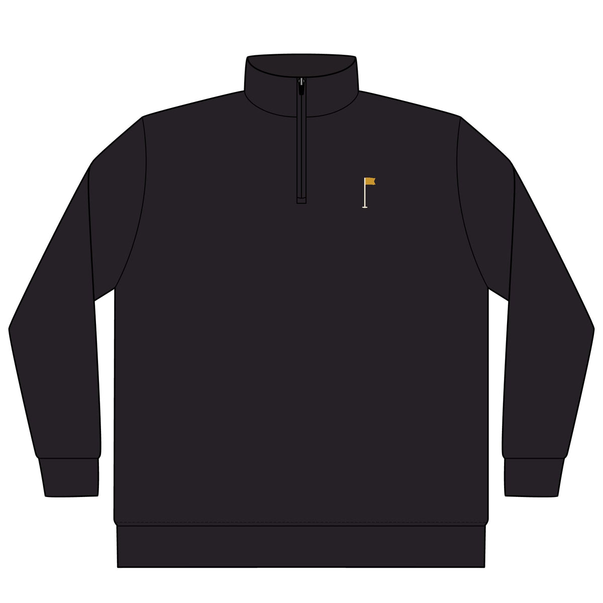 Flagstick Quarter-Zip in Black, front view