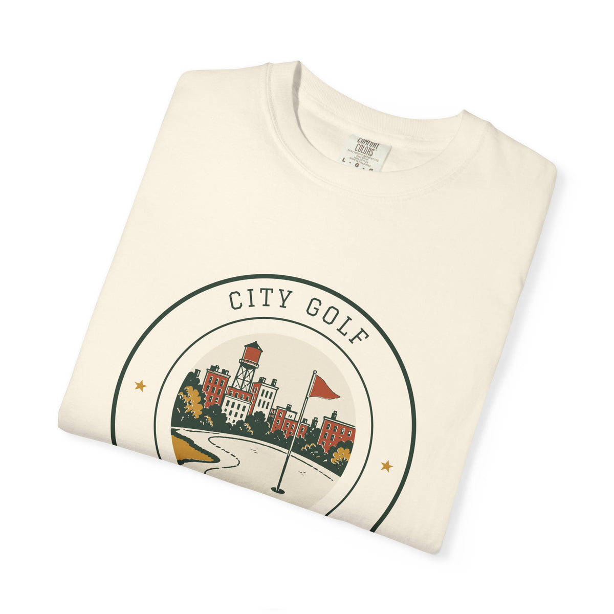 City Golf Tee in Ivory, folded