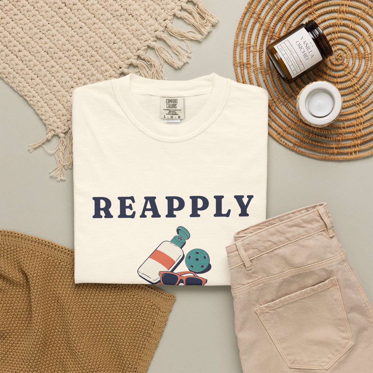 Reapply Between Games Tee in Ivory, flat lay