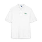 Open to All Polo in White, embroidery close-up