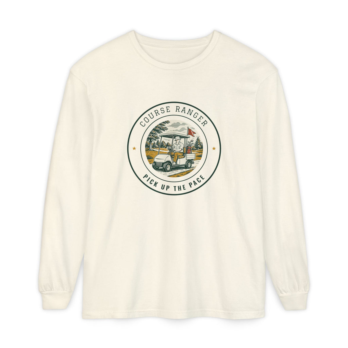 Course Ranger Long Sleeve Tee in Ivory, front view