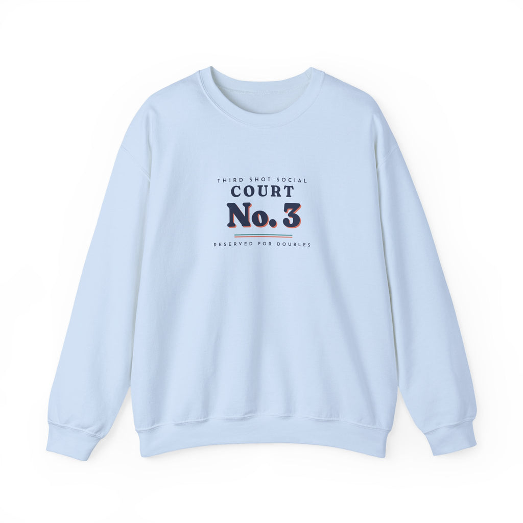 Court No. 3 Crewneck in Light Blue, front view