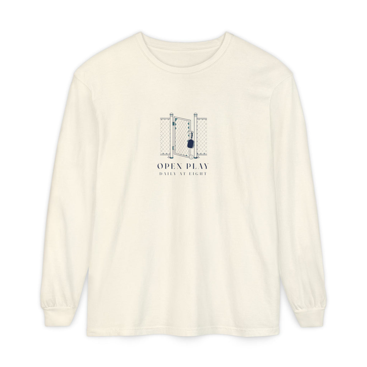 Court Gate Long Sleeve Tee in Ivory, front view