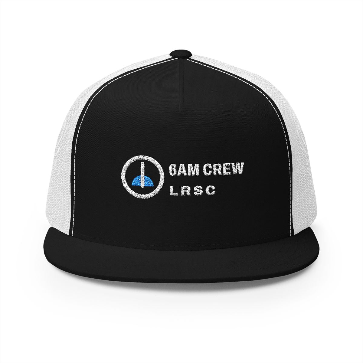6AM Crew Trucker Cap in Black/White, front view