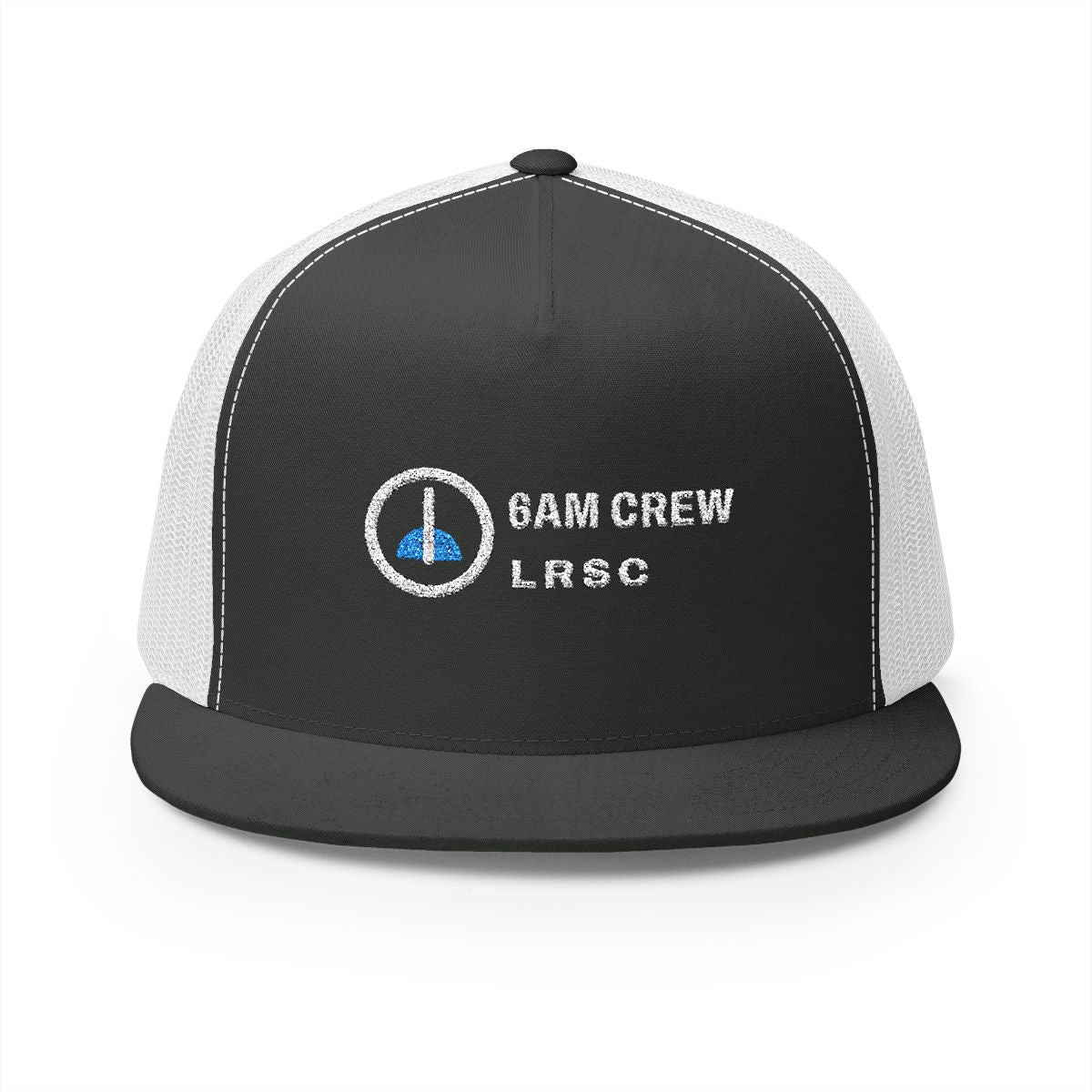 6AM Crew Trucker Cap in Charcoal/White, front view