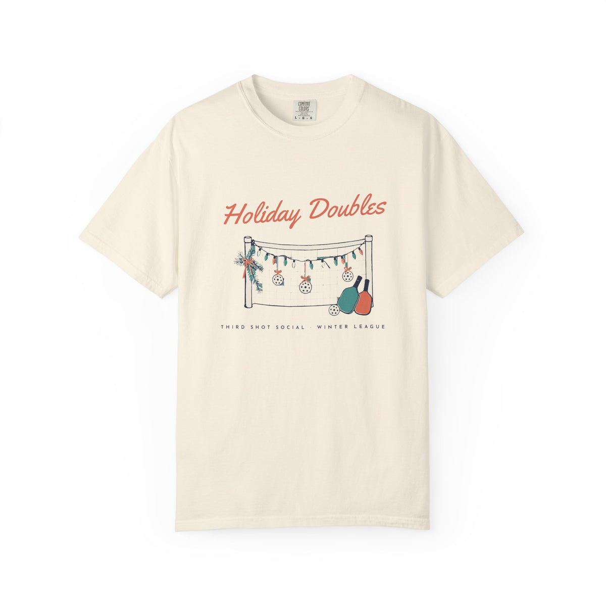 Holiday Doubles Tee in Ivory, front view