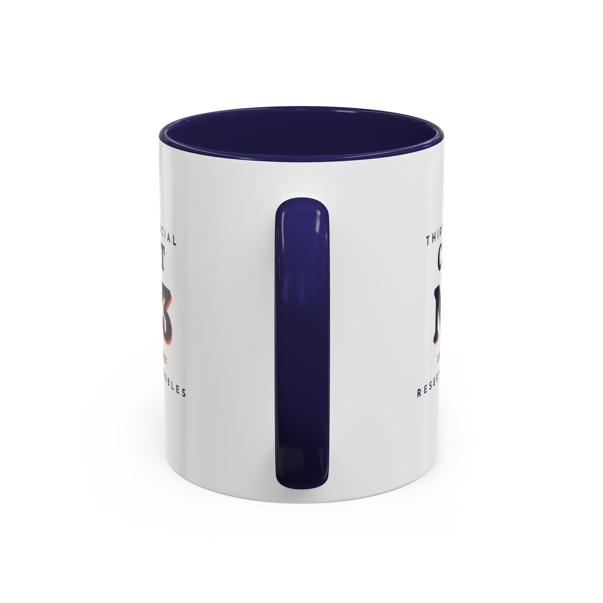 Court No. 3 Mug in Navy, handle view