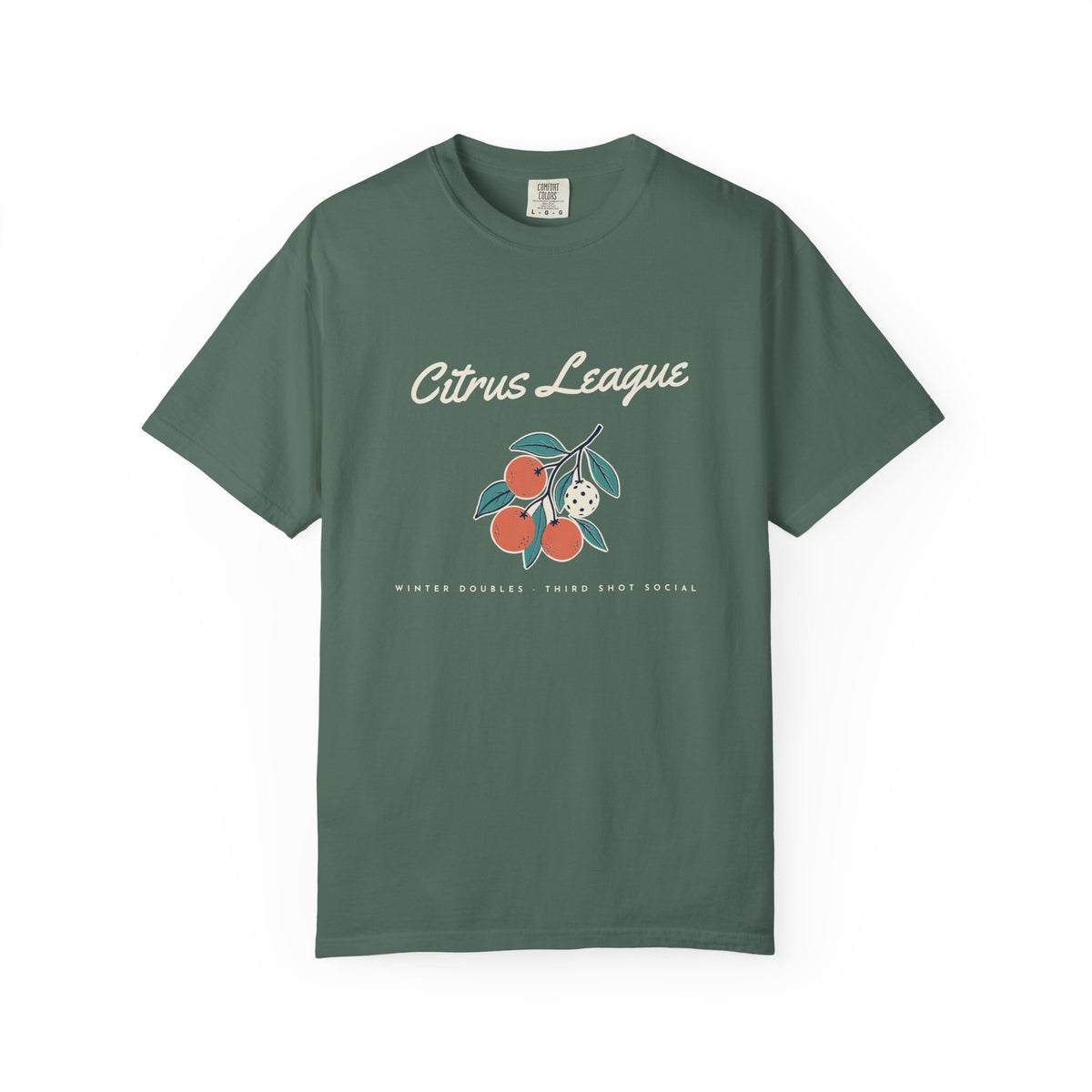 Citrus League Tee in Blue Spruce, front view