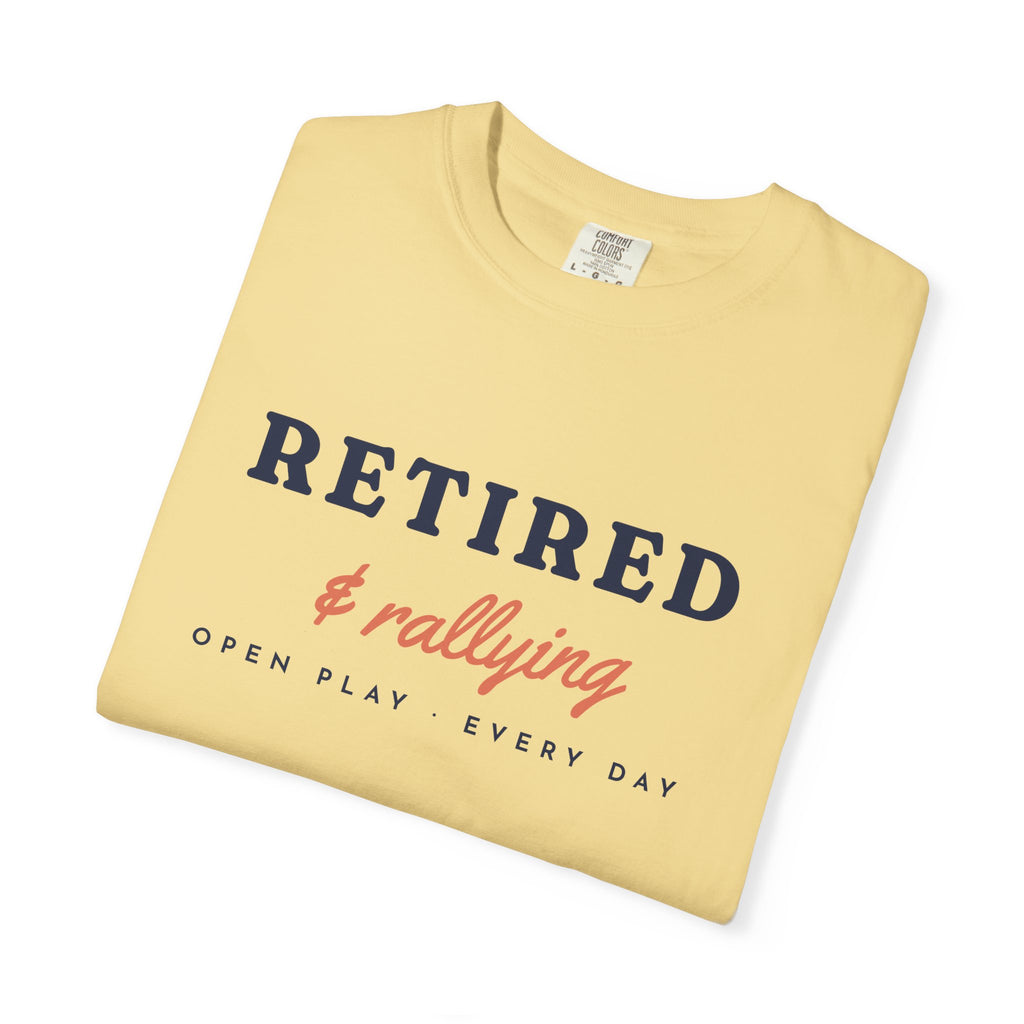 Retired & Rallying Tee in Butter, folded