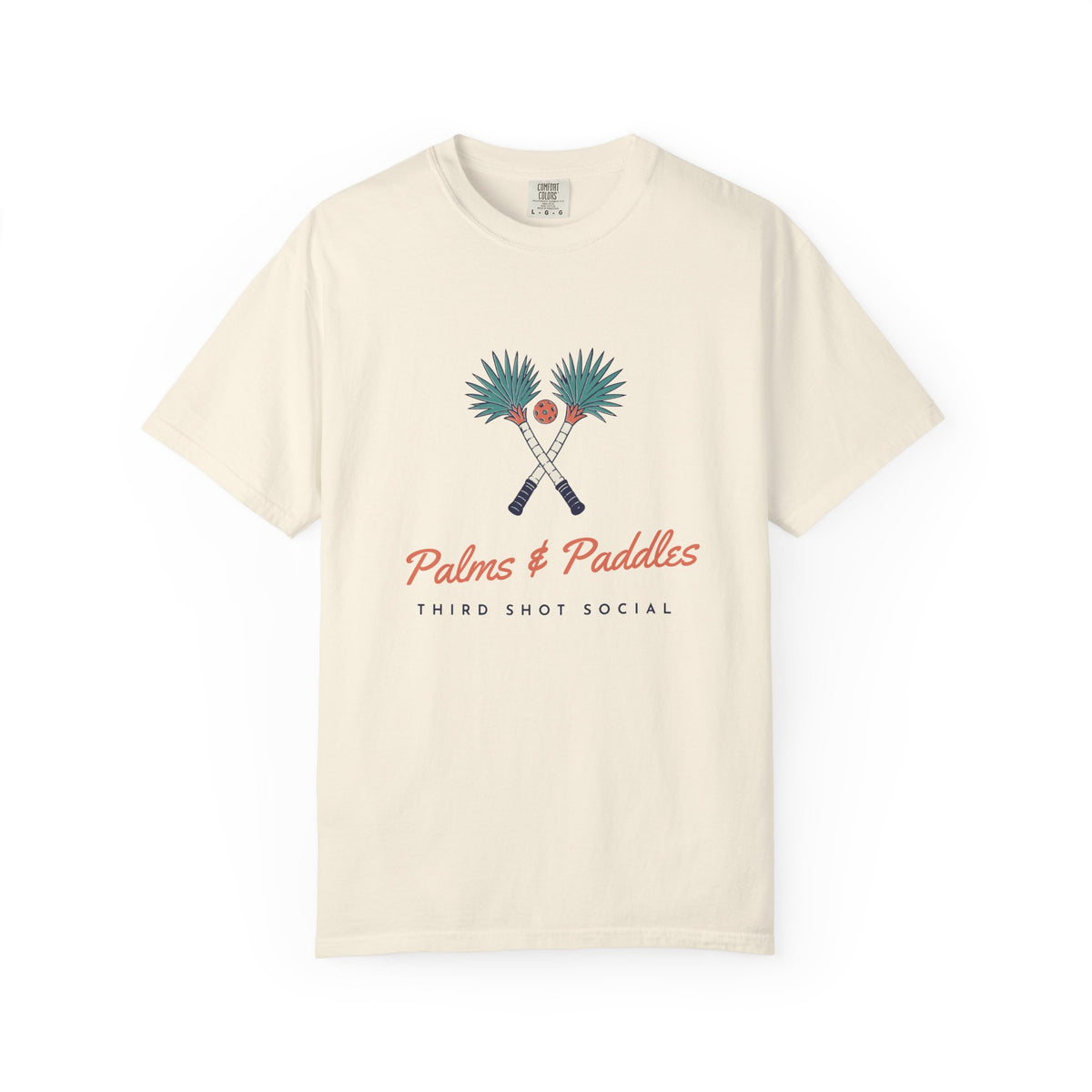 Palms & Paddles Tee in Ivory, front view