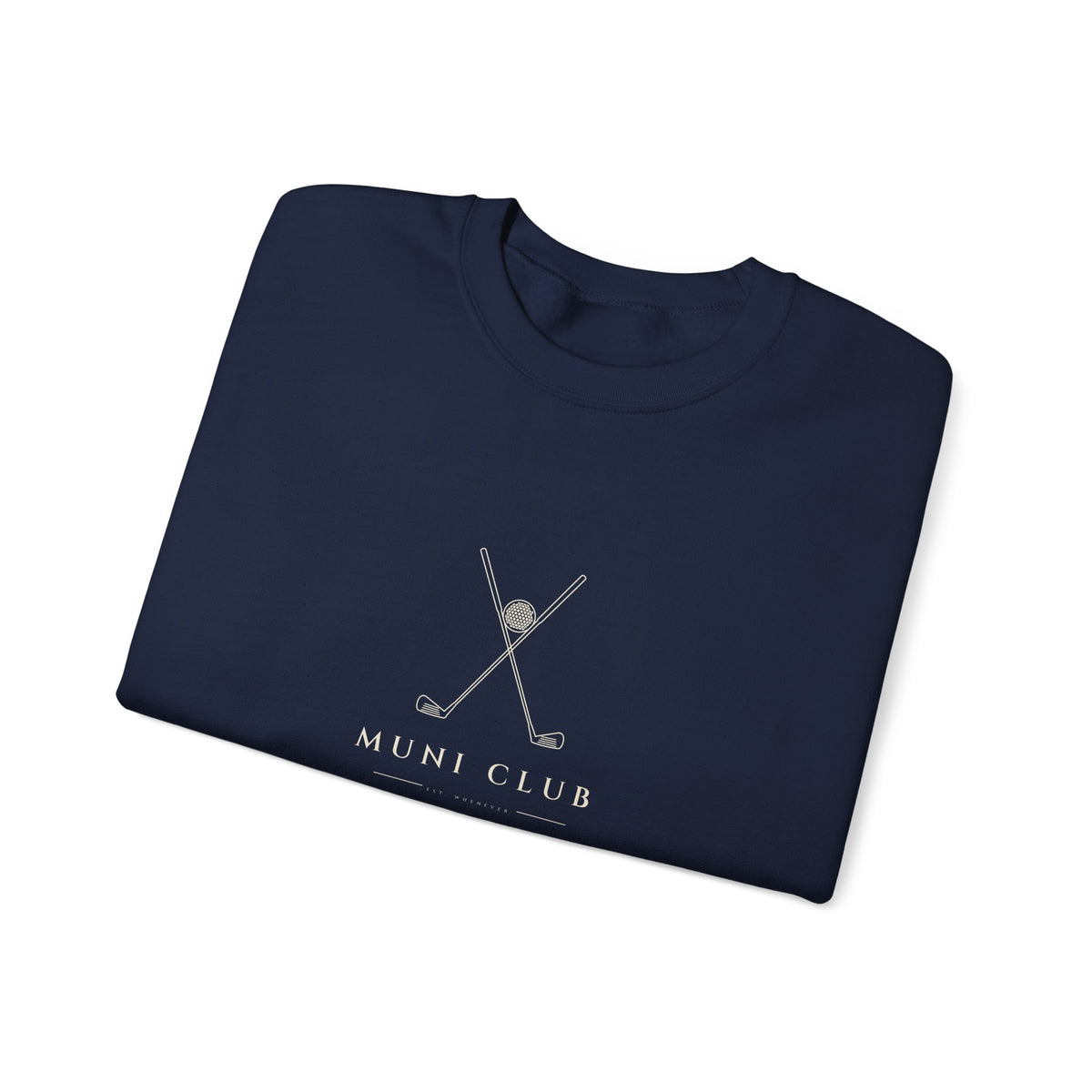 Crossed Irons Crewneck in Navy, folded