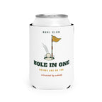 Hole in One Can Cooler in White, front view, second angle