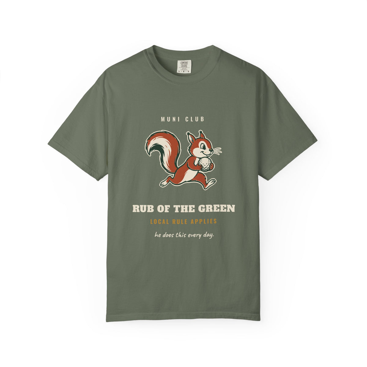 Rub of the Green Tee in Moss, front view