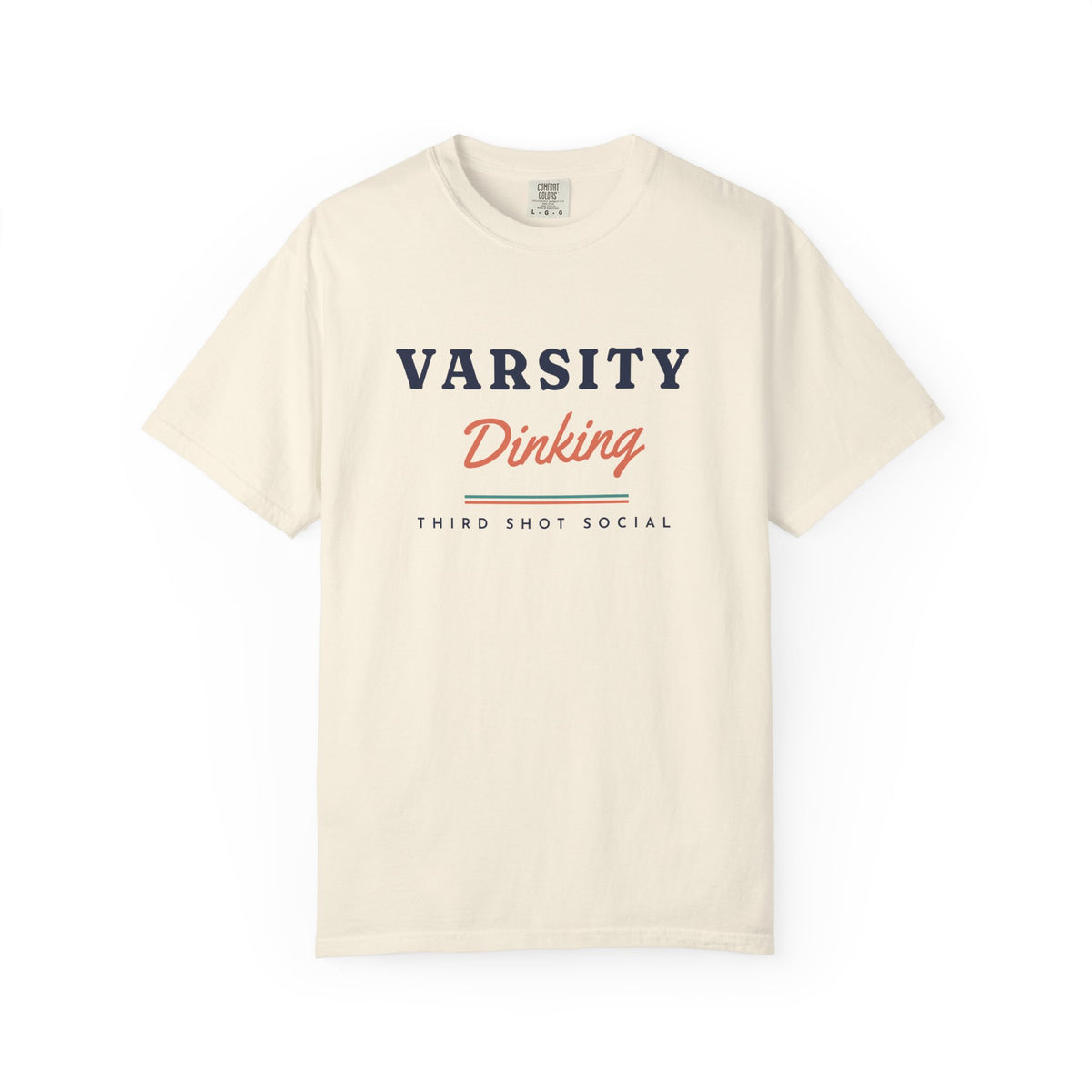 Varsity Dinking Tee in Ivory, front view