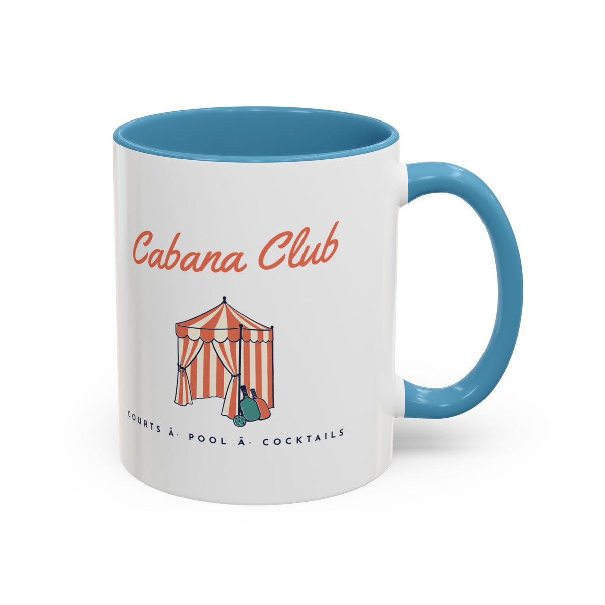 Cabana Club Mug in Light Blue, design, handle right
