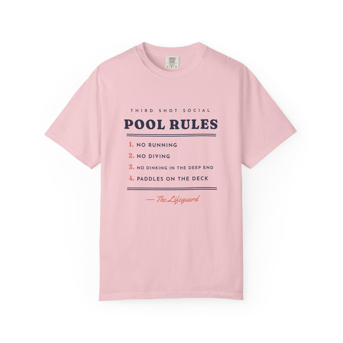Pool Rules Tee in Blossom, front view