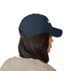 Pickleball Italic Dad Hat in Dark Navy, on model, back view
