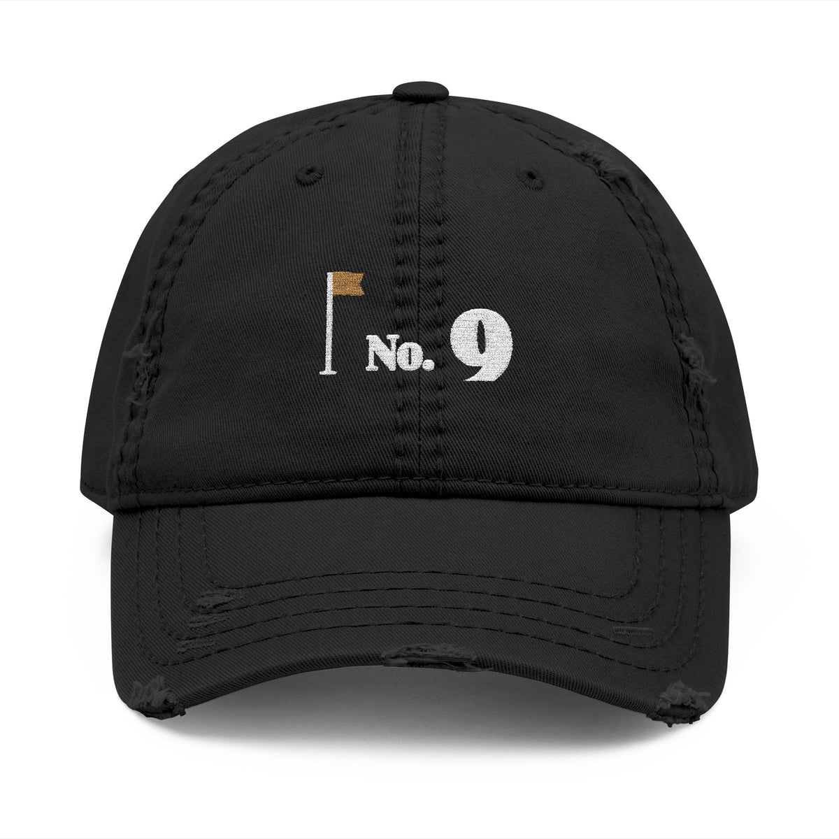 No. 9 Dad Hat in Black, front view