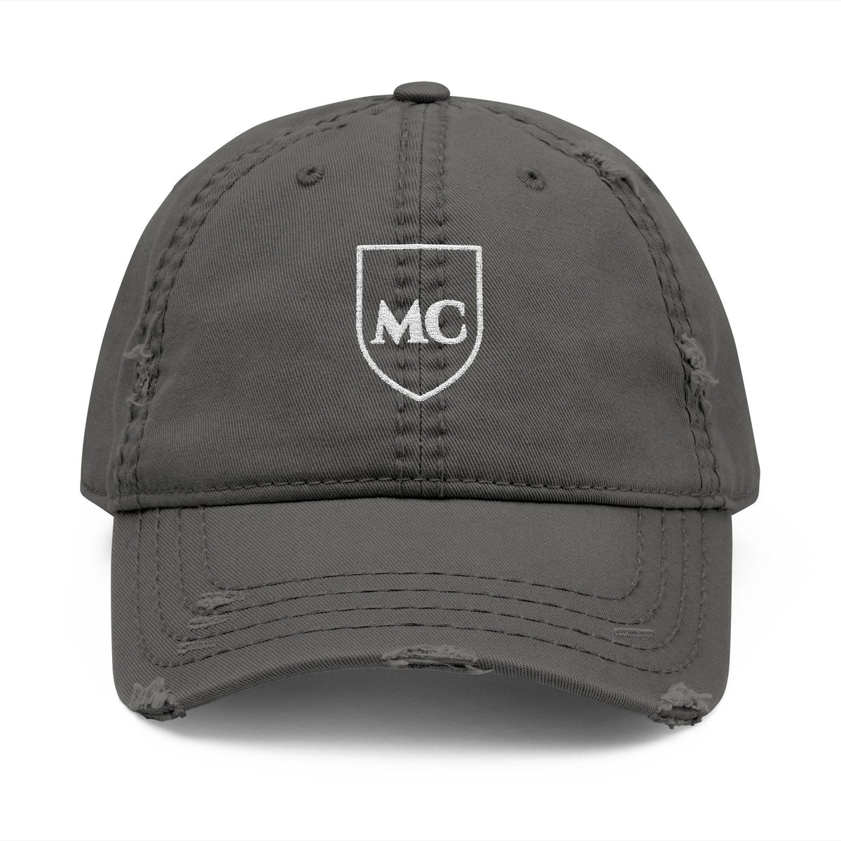MC Shield Dad Hat in Charcoal Grey, front view